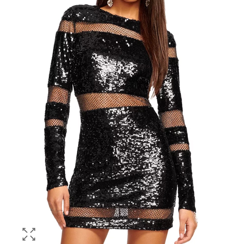 ✔️84 BNWT Ramy Brook Maggie Mesh Inset Sequined Dress